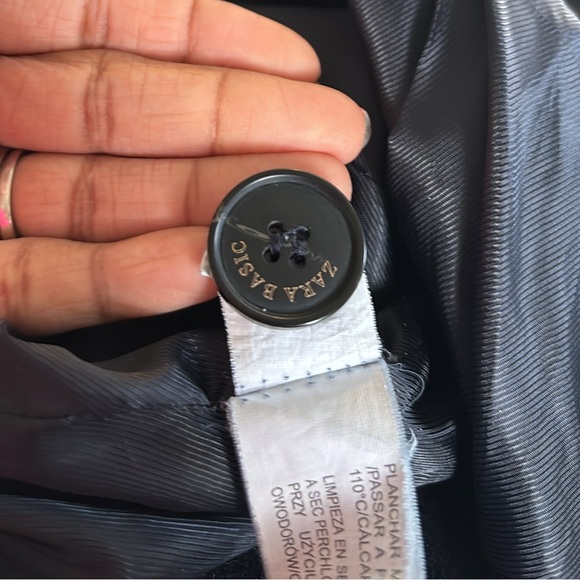 Zara Mid-Length Black Coat Belted with Hood Size M - Picture 5 of 9